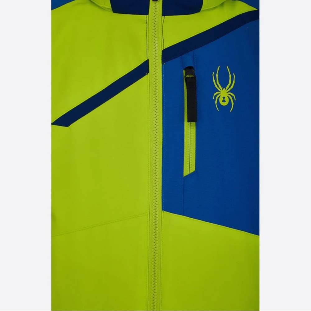 Spyder Boys Challenger Ski Jacket Sharp Lime Size 12 Insulated Winter Coat - Picture 3 of 17